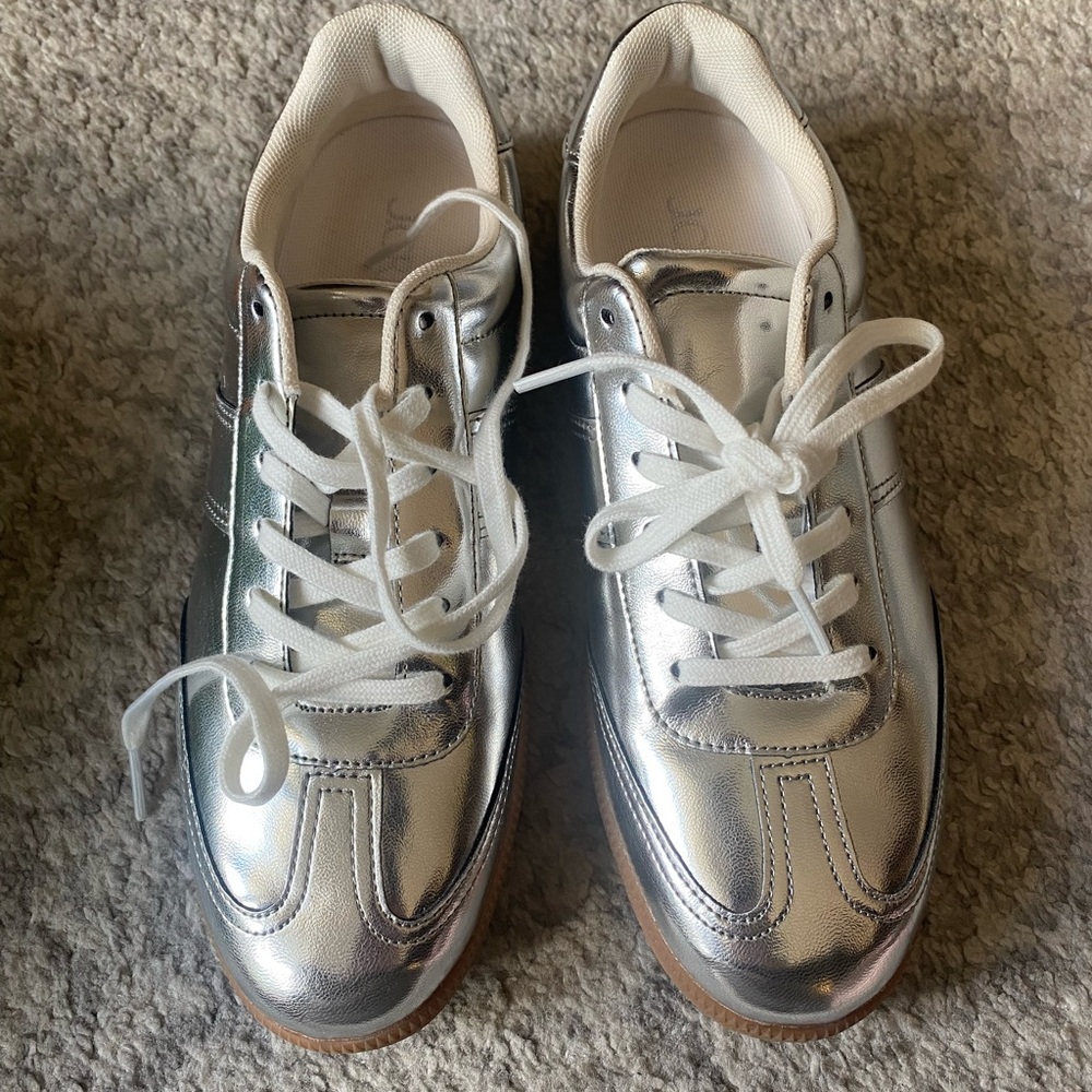 J. Crew Silver Women's Sneakers NEVER WORN